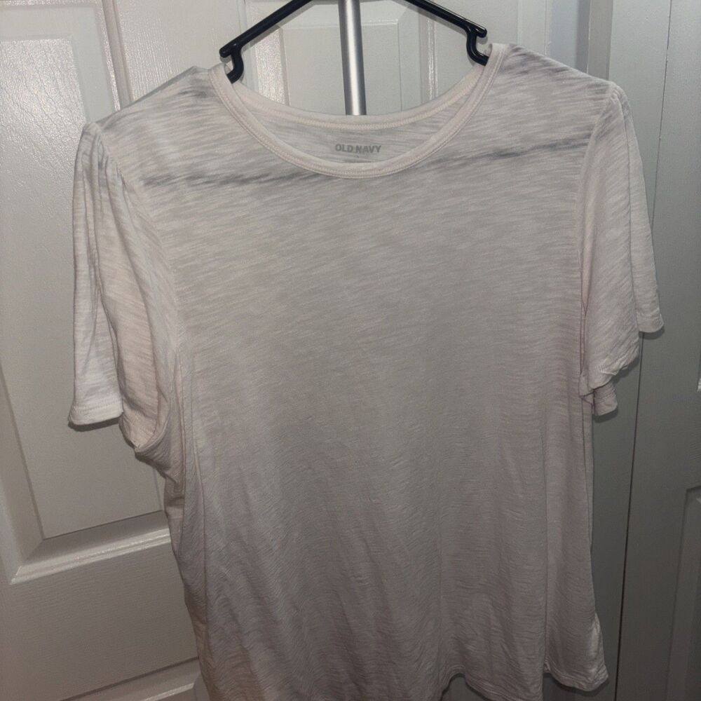 Old Navy Women's Size Large White Shirt Short Sleeve Round Neck